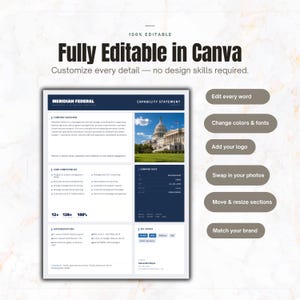 Capability Statement Template Canva | Government & Federal Capability Statement | Small Business Contractor Company Profile Editable

federal capability
government capability
federal government
capability statement
company profile
capability canva
capability design
consultant template
contractor template
rfp proposal
capability template
capability doc
professional profile