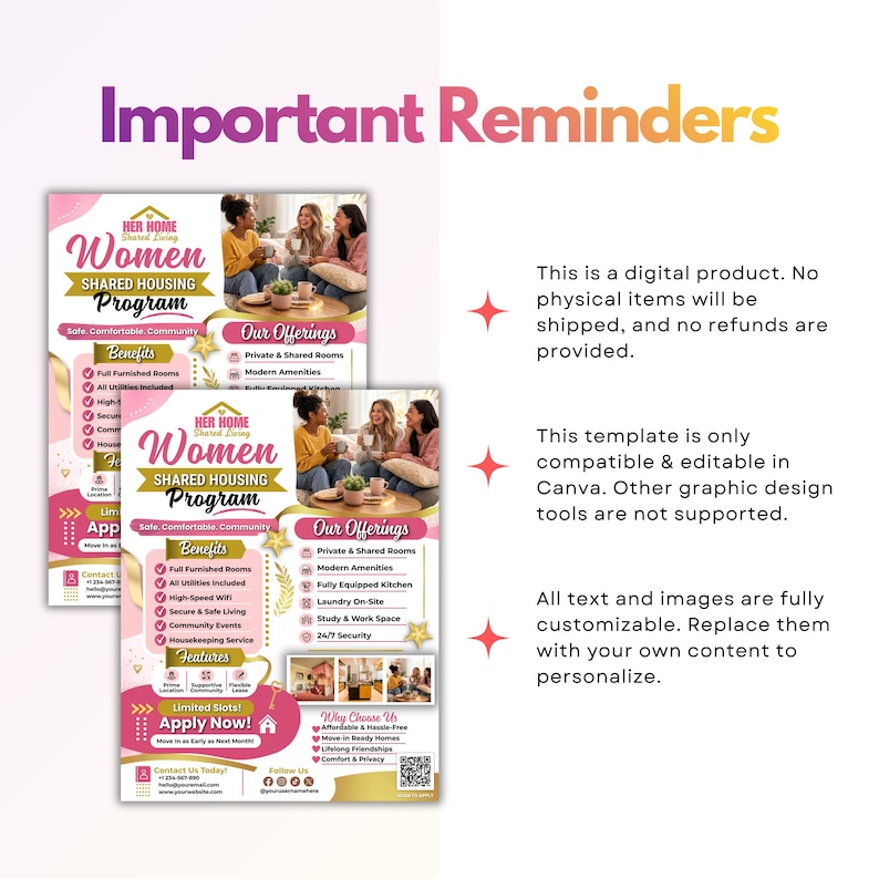 Shared Housing Program Women Shared Housing Program Flyer, Sober Living Home Flyer Canva ...