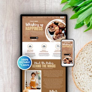 Bakery Website Template Canva: Editable Sales Page Design