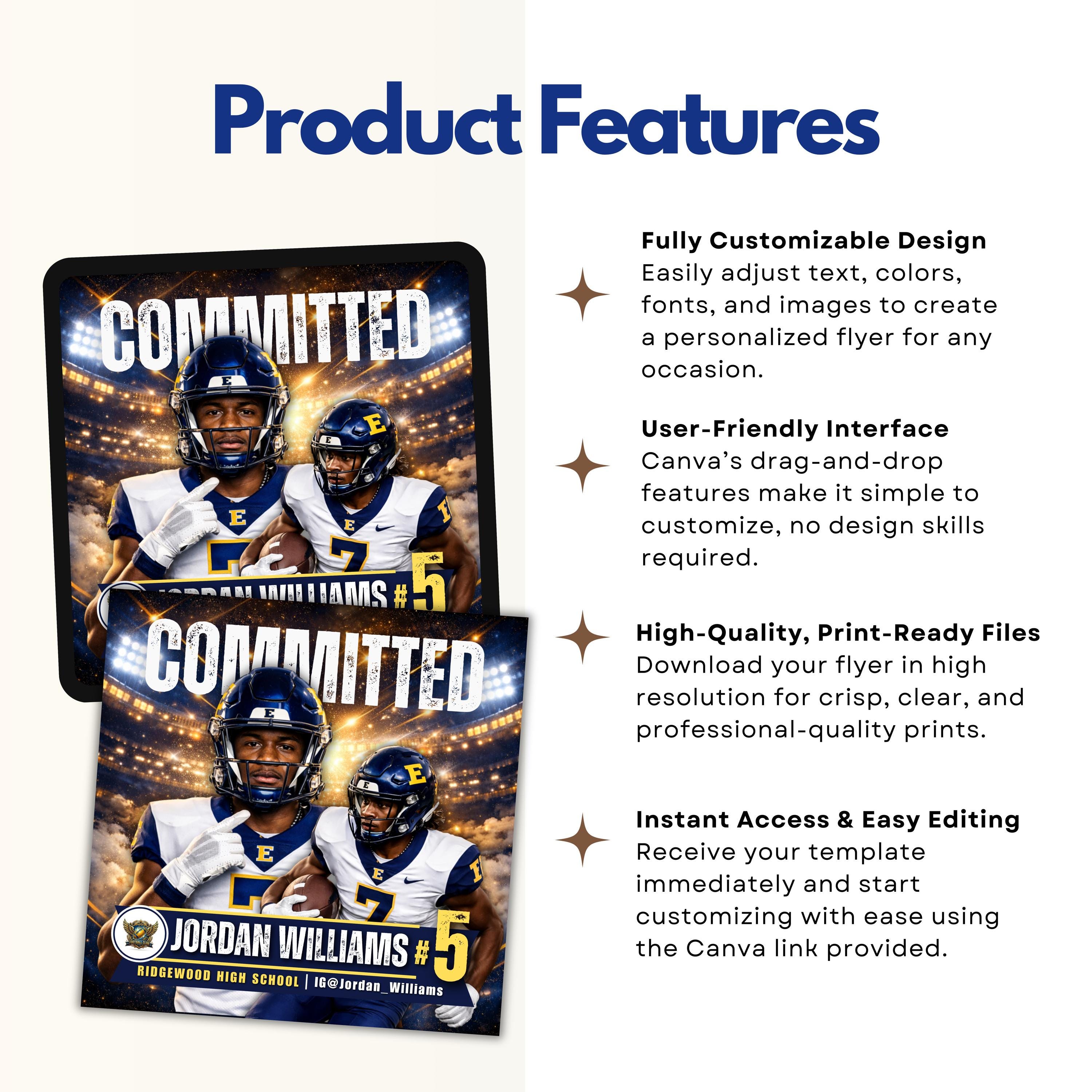 Football Commitment Template Canva, Football Commitment Flyer 2026 ...