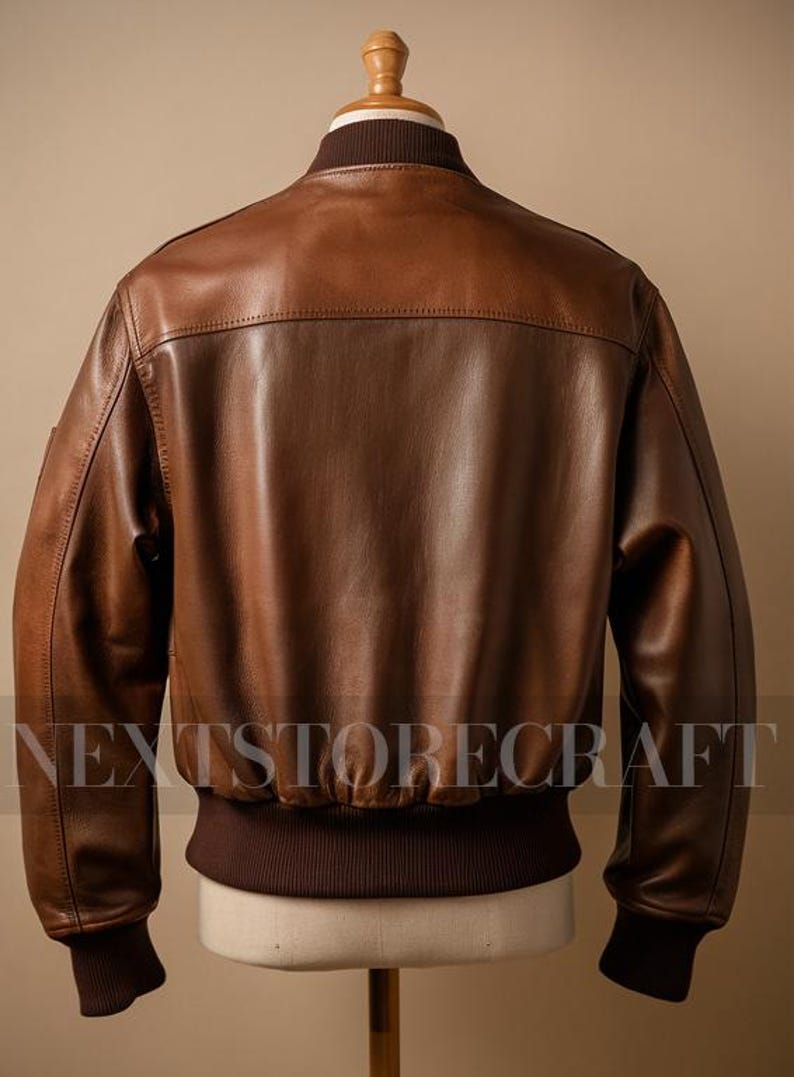 Vintage A2 Flight Jacket Real Leather Bomber Jacket, 40's Slim Fit