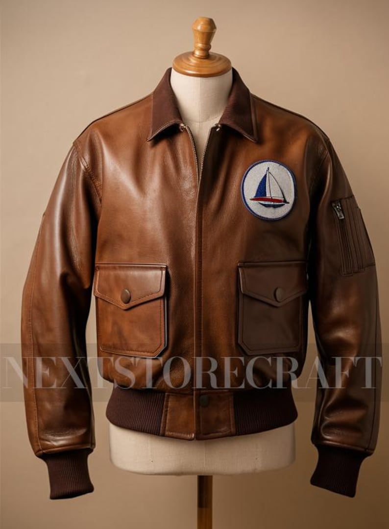 Vintage A2 Flight Jacket Real Leather Bomber Jacket, 40's Slim Fit