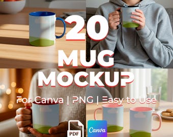Canva Mug Mockup Bundle: 20 PNG Mockups for Commercial Use (Digital Download