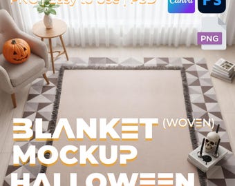 Woven Blanket Mockup: Photoshop, Canva, PNG (Digital Download)