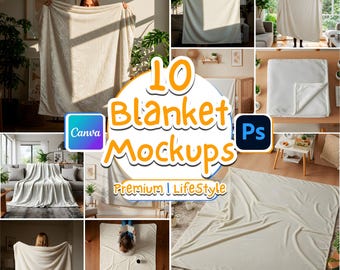 Fleece Baby Blanket Mockup: Plush Velvet Throw, PSD & Canva (Digital Download)