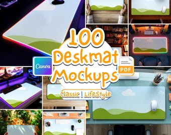 Schreibtischmatte Mockup: Gamer & Office Mockups (PNG, PSD, Canva)