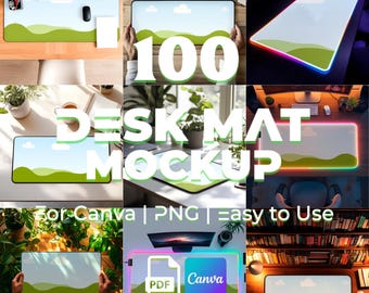 Desk mat mockup, Desk mat, Easy-to-edit mouse pad mockup, Desk gamer mockup, Digital download mockup, Canva smart object PNG