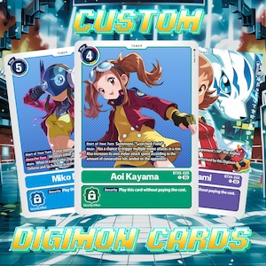Tarjeta Digimon personalizada / Regalo personalizado para cumpleaños, aniversario, regalos Digimon, retrato de mascota personalizado, regalo de San Valentín, tarjeta Digimon personalizada