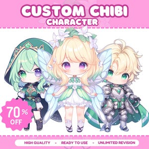 Aangepaste chibi-anime | Chibi stel, Chibi-personage, Chibi-fanart, Chibi-huisdier, Chibi-emotes, valentijnscadeau, Chibi PBB, Chibi-anime, Chibi-logo