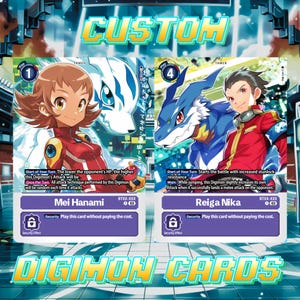 Tarjeta Digimon personalizada / Regalo personalizado para cumpleaños, aniversario, regalos Digimon, retrato de mascota personalizado, regalo de San Valentín, tarjeta Digimon personalizada