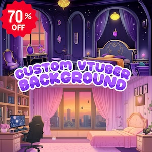 Custom Vtuber Background | Twitch Overlay, Vtuber Room Stream Package, Anime Art, Aesthetic Room Background for vtuber, Youtube,Twitch