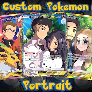 Niestandardowa Karta Pokemon | Spersonalizowany Prezent na Urodziny. Rocznica, Prezenty Pokemon, Niestandardowy Portret Zwierzaka, Prezent Rocznicowy, Komisja Kart Pokemon
