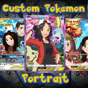 Custom Pokémon Card | Personalized Pokémon Valentine's Day Gift, Pokémon Gifts, Custom Pet Portrait, Valentine Gift, Pokemon Card Commission