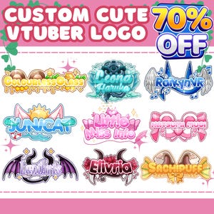 Custom Cute Vtuber Logo | Vtuber Logo, Custom VTuber Logo Commission, Cute Vtuber Logo, Kawaii Logo, PNGTuber Logo for Twitch, Discord