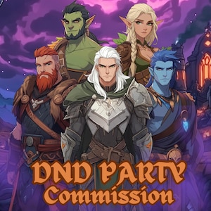 カスタム DnD パーティー | ダンジョン アンド ドラゴンズ、DnD コミッション、ロール プレイ ゲーム、DnD コミッション、DnD ギフト、ファンタジー dnd、キャラクター デザイン、ファンタジー