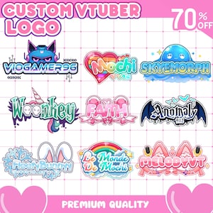 Custom Vtuber Logo | Vtuber Logo, Custom VTuber Logo Commission, Cute Vtuber Logo, Kawaii Logo, PNGTuber Logo for Twitch, Discord