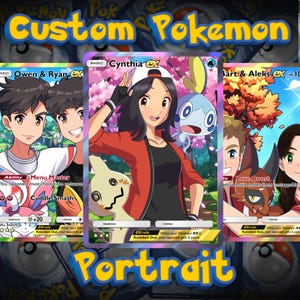Benutzerdefinierte Pokémon Karte | Personalisiertes Pokémon Valentinstagsgeschenk, Pokémon Geschenke, Benutzerdefiniertes Tierporträt, Valentinstagsgeschenk, Pokemon Kartenprofessur