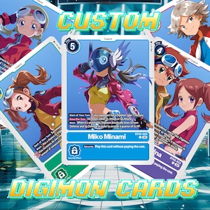 Benutzerdefinierte Digimon Karte | Personalisiertes Geschenk für Geburtstag, Jubiläum, Digimon Geschenke, Benutzerdefiniertes Tierporträt, Valentinstag Geschenk, benutzerdefinierte Digimon Karte