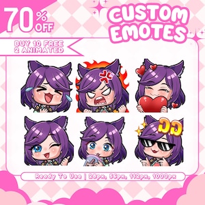Emote Twitch personalizzate / Emote Chibi carine, Emote animate, Emote anime, YCH, Emote pelose, Emote Twitch per streaming, Twitch, Discord, Kick