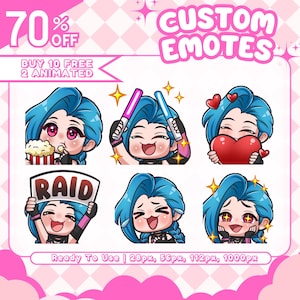 Aangepaste twitch-emoties | Geanimeerde emotes, anime-emotes, schattige chibi-emotes, dieren-emotes, twitch-emotes voor streamen, aangepaste sub-badges, YCH