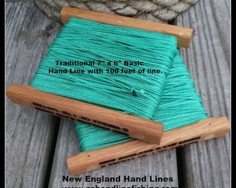 New England Hand Line for fishing.  Vintage design made from solid oak.