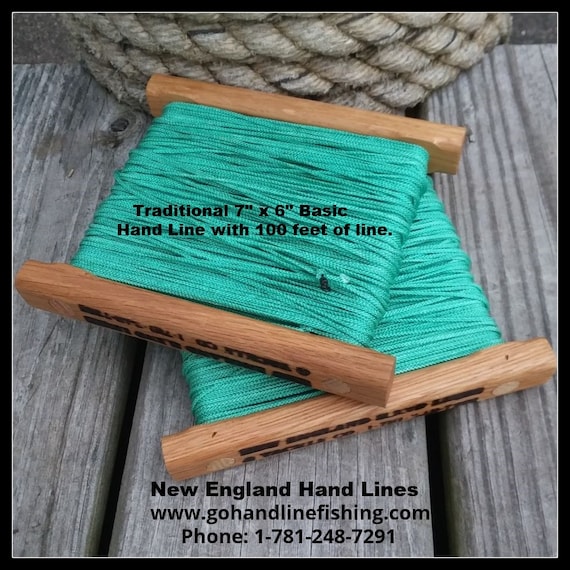 New England Hand Line for Fishing. Vintage Design Made From Solid Oak. 