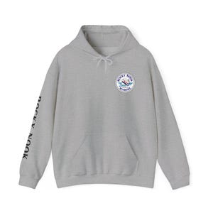 The Rocky Nook Marine Hooded Unisex Heavy Blend Sweatshirt with Bug Lighthouse on the back