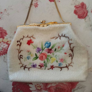 Vintage 50s Hand Beaded Embroidered Handbag by Swift