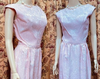 Lovely Vintage 60s Pink Dress.60s Gown.Long Dress. Pink Sleeveless Dress.Pink Party Dress.
