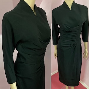 Vintage 50s Black Dorothy O’hara Rayon Crepe Dress. Small