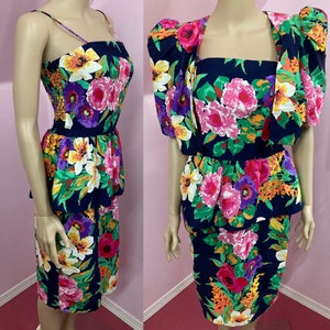 Vintage 80s does 50s Floral Dress & Bolero Jacket. Small