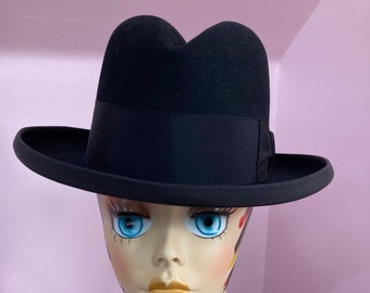 Vintage 1950s Homburg Hat Woodrow Piccadilly England Blue
