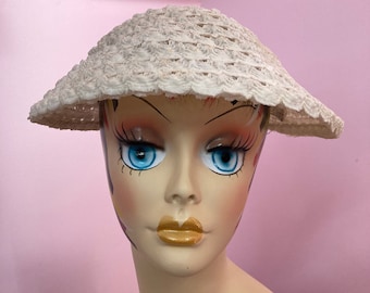 Vintage 50s White Cellophane Mushroom Hat