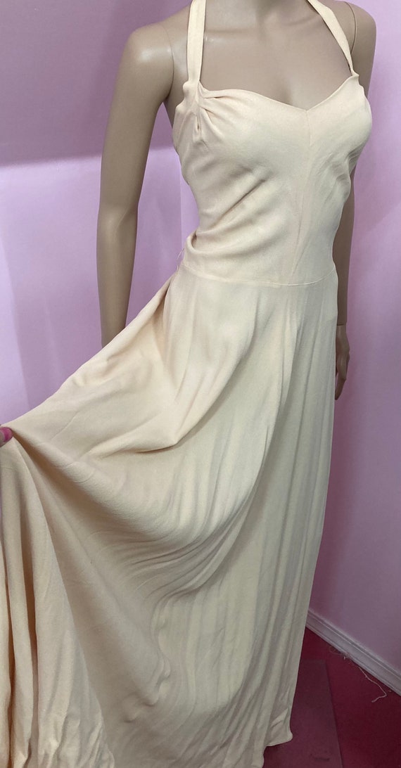 Vintage 40s Halter Dress.40s Rayon Halter Gown.Lo… - image 6