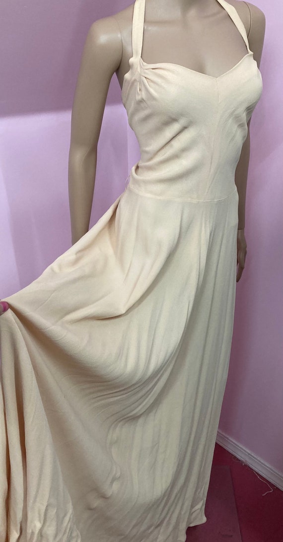 Vintage 40s Halter Dress.40s Rayon Halter Gown.Lo… - image 6