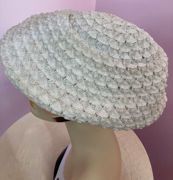 Vintage 50s White Cellophane Mushroom Hat - image 4