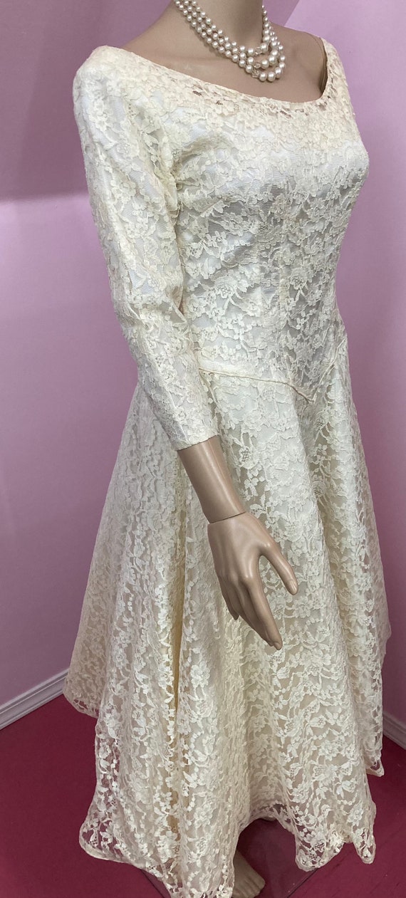 Vintage 50s Wedding Dress.Ivory Lace 1950s Weddin… - image 7