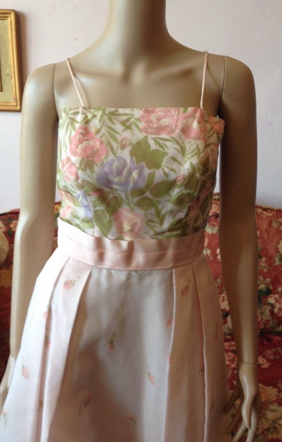 Vintage 50s Dress. 1950s Dress Pink Roses  Dress.… - image 2