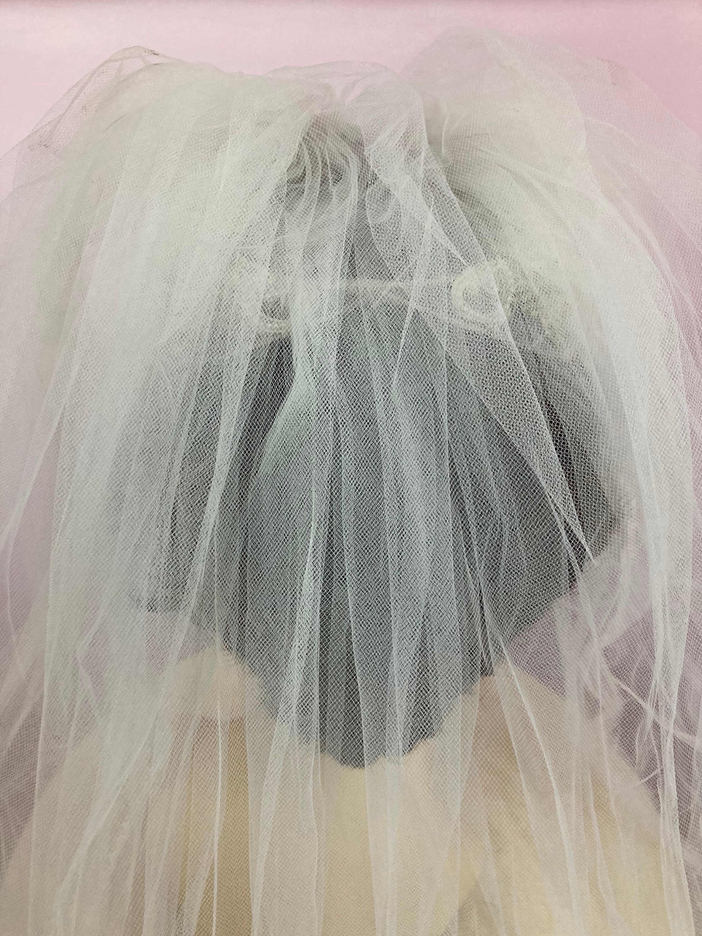 Vintage 70s White Wedding Veil With Double Veil & Pearls - Etsy