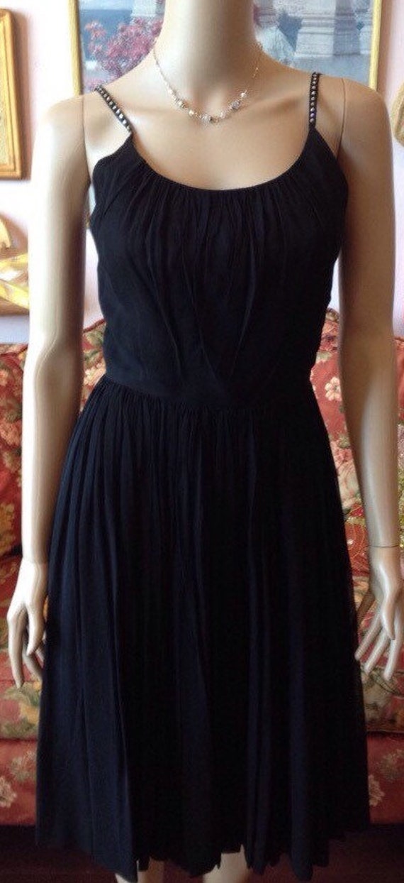 Vintage 1950s Dress.Vintage 50s Dress.50s Black C… - image 2