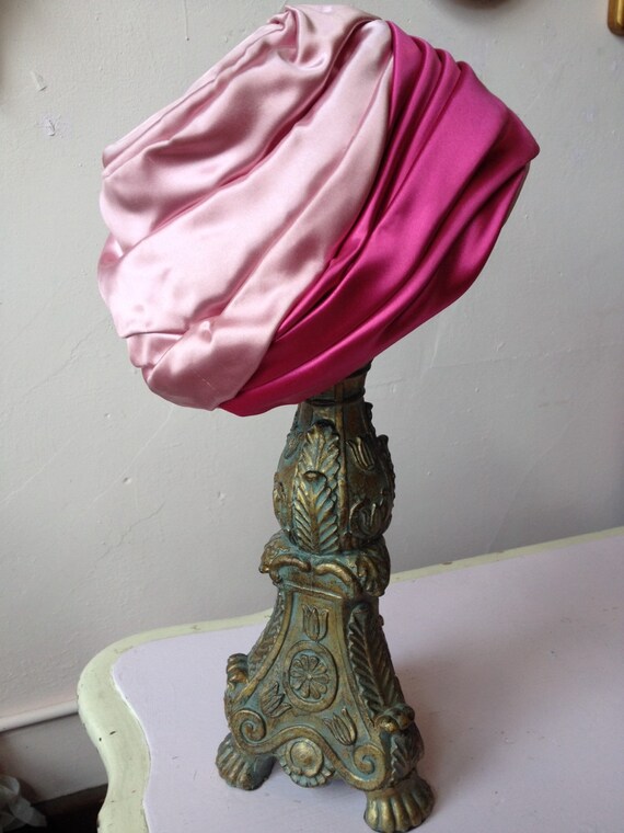 Vintage 50s Pink Satin Turban Hat by Grace Adams - image 4