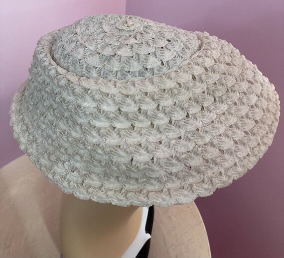 Vintage 50s White Cellophane Mushroom Hat - image 5