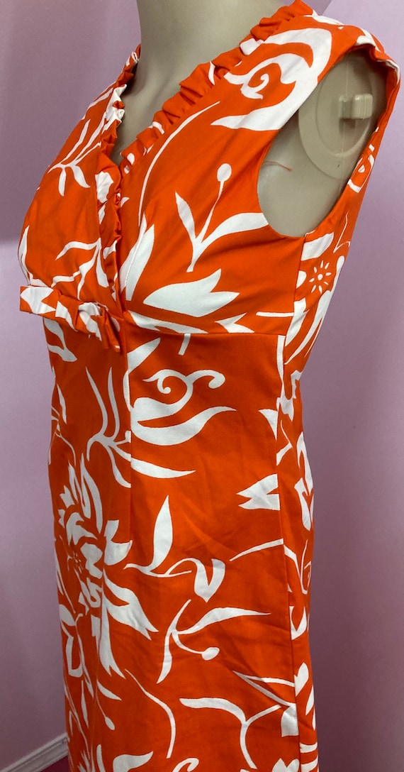 Vintage 60s Orange & White Hawaiian Dress by Tia … - image 5