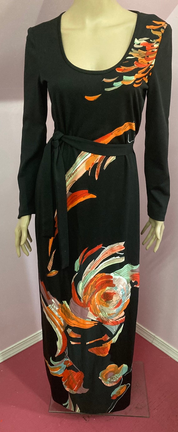Vintage 70s Lilli Diamond Long Black Dress with O… - image 2