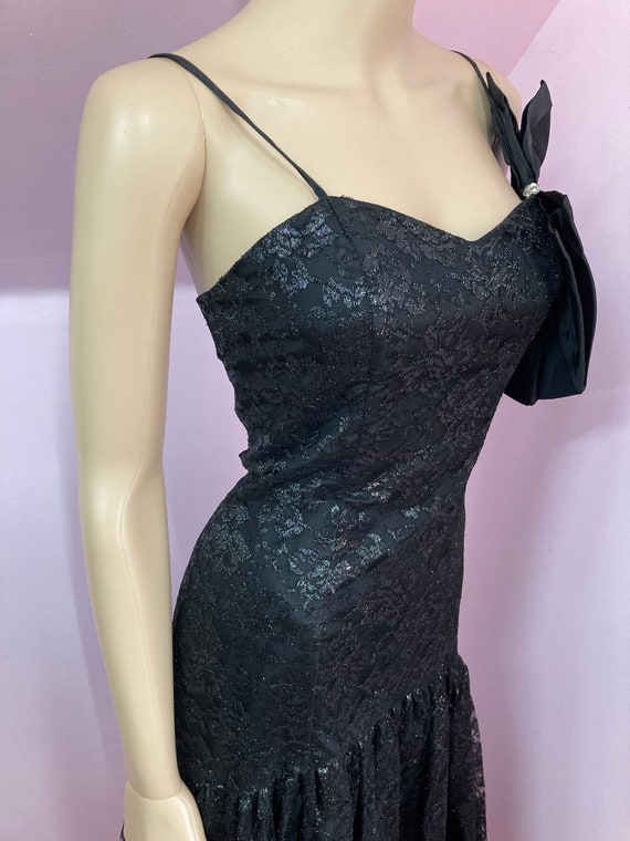 Vintage 80s Black Lace Party Dress by Flirtations… - image 8