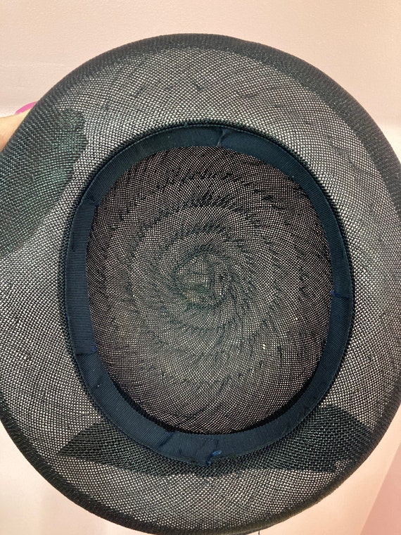 Vintage 50s Navy Blue Straw Hat - image 9