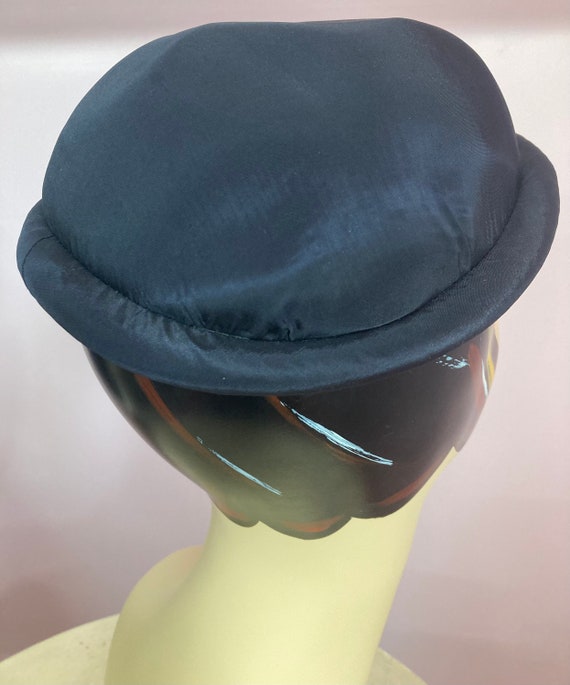 Vintage 40s Navy Blue Topper Hat - image 5