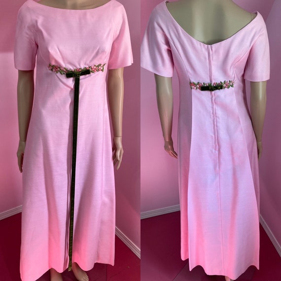 Vintage 60s Long Pink Dress. Long Pink Gown.Long 6