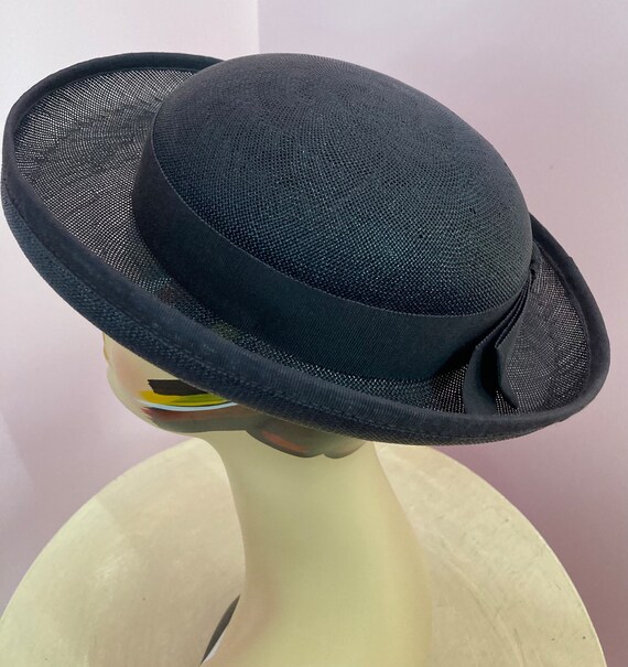 Vintage 50s Navy Blue Straw Hat - image 7