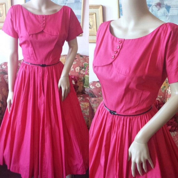 hot pink 50s dress
